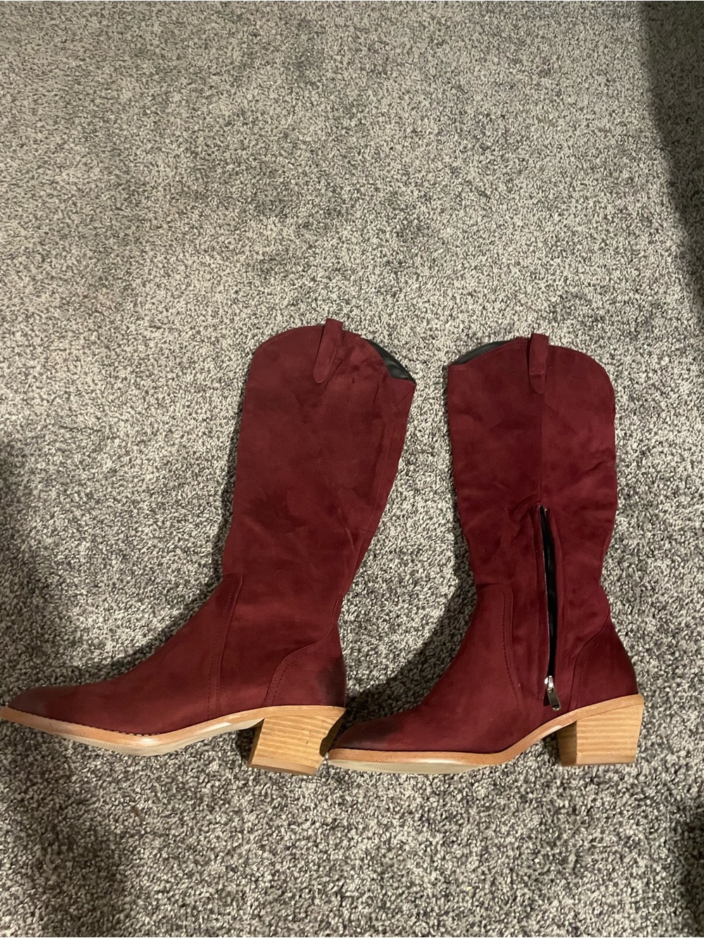 Deep Red Western Look Boots